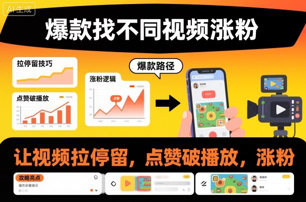 爆款找不同视频涨粉，让视频拉停留，实现点赞，破播放，涨粉瀚萌资源网-网赚网-网赚项目网-虚拟资源网-国学资源网-易学资源网-本站有全网最新网赚项目-易学课程资源-中医课程资源的在线下载网站！瀚萌资源网