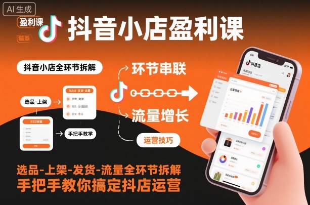 抖音小店盈利课-选品-上架-发货-流量全环节拆解，手把手教你搞定抖店运营瀚萌资源网-网赚网-网赚项目网-虚拟资源网-国学资源网-易学资源网-本站有全网最新网赚项目-易学课程资源-中医课程资源的在线下载网站！瀚萌资源网