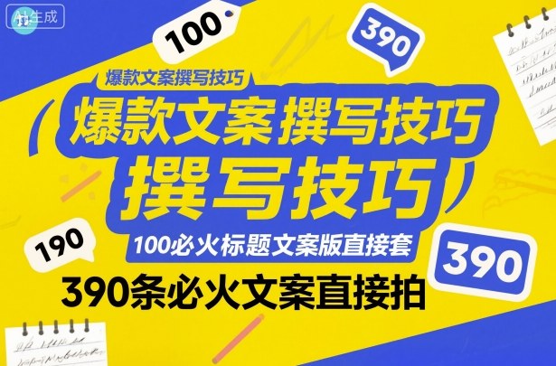 爆款文案撰写技巧，100个必火标题文案模版直接套，390条必火文案直接拍瀚萌资源网-网赚网-网赚项目网-虚拟资源网-国学资源网-易学资源网-本站有全网最新网赚项目-易学课程资源-中医课程资源的在线下载网站！瀚萌资源网