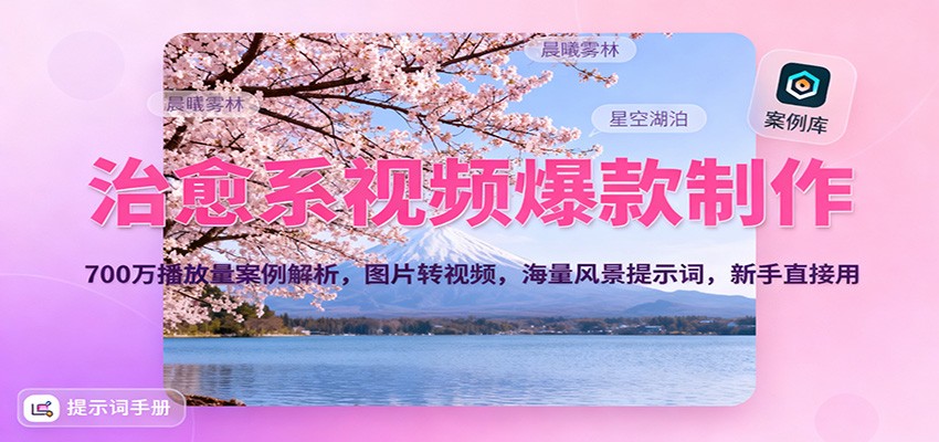 治愈系视频爆款制作，700万播放量案例解析，图片转视频，海量风景提示词，新手直接用瀚萌资源网-网赚网-网赚项目网-虚拟资源网-国学资源网-易学资源网-本站有全网最新网赚项目-易学课程资源-中医课程资源的在线下载网站！瀚萌资源网