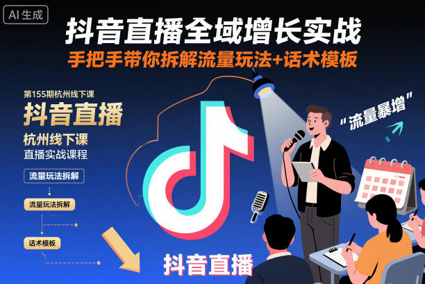 抖音直播全域增长实战第155期杭州线下课，手把手带你拆解流量玩法+话术模板瀚萌资源网-网赚网-网赚项目网-虚拟资源网-国学资源网-易学资源网-本站有全网最新网赚项目-易学课程资源-中医课程资源的在线下载网站！瀚萌资源网