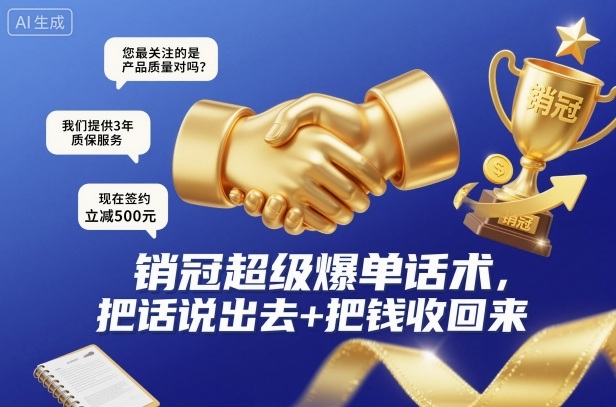 销冠超级爆单话术，把话说出去+把钱收回来瀚萌资源网-网赚网-网赚项目网-虚拟资源网-国学资源网-易学资源网-本站有全网最新网赚项目-易学课程资源-中医课程资源的在线下载网站！瀚萌资源网