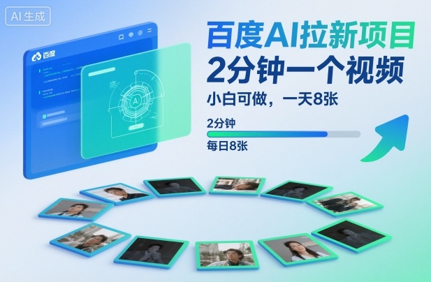 百度AI拉新项目，2分钟一个视频，小白可做，一天8张【附案例+保姆级教程】瀚萌资源网-网赚网-网赚项目网-虚拟资源网-国学资源网-易学资源网-本站有全网最新网赚项目-易学课程资源-中医课程资源的在线下载网站！瀚萌资源网