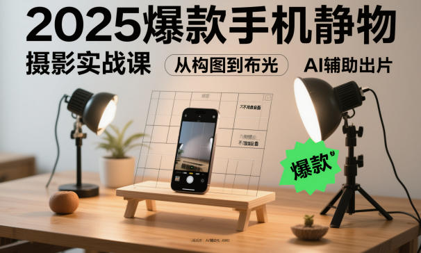 2025爆款手机静物摄影实战课，从构图到布光，不用贵设备，AI辅助出片瀚萌资源网-网赚网-网赚项目网-虚拟资源网-国学资源网-易学资源网-本站有全网最新网赚项目-易学课程资源-中医课程资源的在线下载网站！瀚萌资源网
