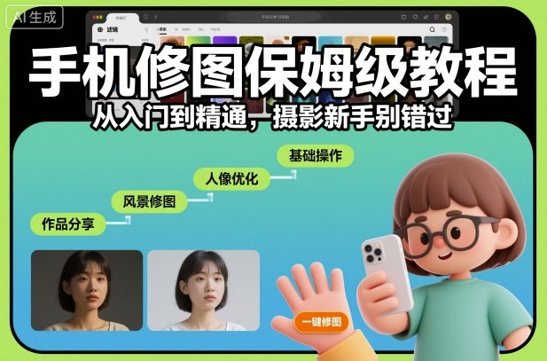 手机修图保姆级教程，从入门到精通，摄影新手别错过瀚萌资源网-网赚网-网赚项目网-虚拟资源网-国学资源网-易学资源网-本站有全网最新网赚项目-易学课程资源-中医课程资源的在线下载网站！瀚萌资源网