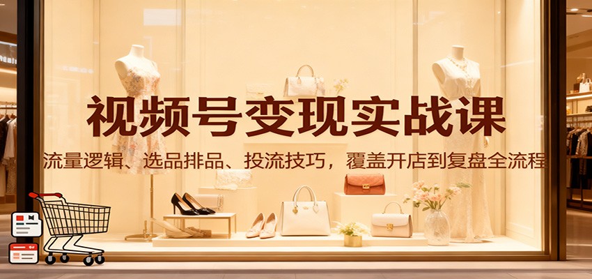 视频号变现实战课：流量逻辑、选品排品、投流技巧，覆盖开店到复盘全流程瀚萌资源网-网赚网-网赚项目网-虚拟资源网-国学资源网-易学资源网-本站有全网最新网赚项目-易学课程资源-中医课程资源的在线下载网站！瀚萌资源网