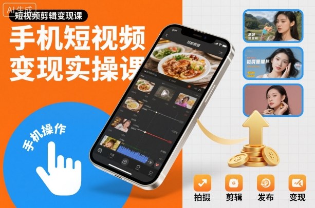 手机短视频变现实操课，短视频剪辑变现课瀚萌资源网-网赚网-网赚项目网-虚拟资源网-国学资源网-易学资源网-本站有全网最新网赚项目-易学课程资源-中医课程资源的在线下载网站！瀚萌资源网