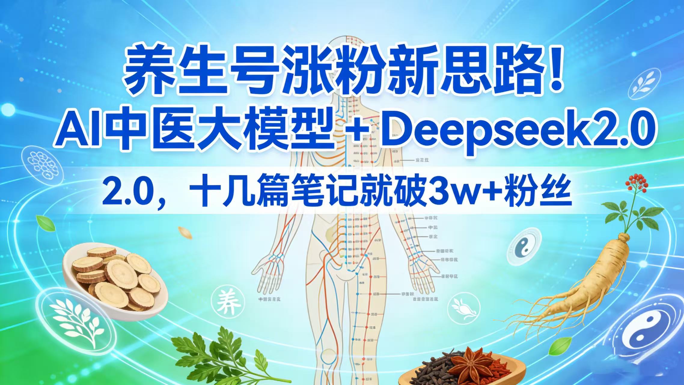 养生号涨粉新思路！AI 中医大模型 + Deepseek 2.0，十几篇笔记就破 3w + 粉丝瀚萌资源网-网赚网-网赚项目网-虚拟资源网-国学资源网-易学资源网-本站有全网最新网赚项目-易学课程资源-中医课程资源的在线下载网站！瀚萌资源网