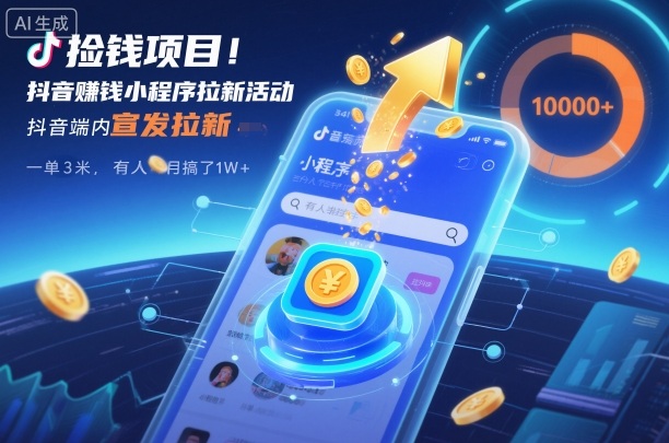 捡钱项目！抖音賺钱小程序拉新活动，抖音端内宣发拉新，一单3米，有人半个月搞了1W+瀚萌资源网-网赚网-网赚项目网-虚拟资源网-国学资源网-易学资源网-本站有全网最新网赚项目-易学课程资源-中医课程资源的在线下载网站！瀚萌资源网