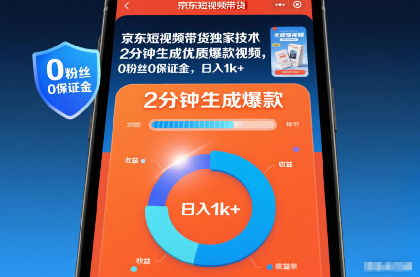 京东短视频带货独家技术，2分钟生成一条优质爆款视频，0粉丝0保证金，日入1k+【揭秘】瀚萌资源网-网赚网-网赚项目网-虚拟资源网-国学资源网-易学资源网-本站有全网最新网赚项目-易学课程资源-中医课程资源的在线下载网站！瀚萌资源网