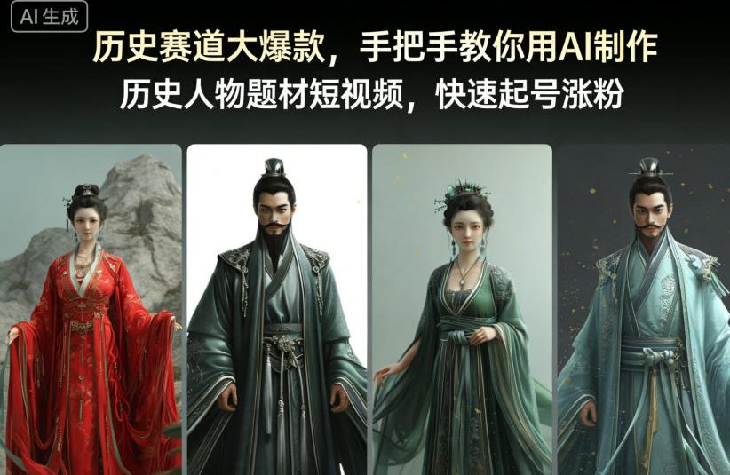 历史赛道大爆款，手把手教你用AI制作历史人物题材短视频，快速起号涨粉瀚萌资源网-网赚网-网赚项目网-虚拟资源网-国学资源网-易学资源网-本站有全网最新网赚项目-易学课程资源-中医课程资源的在线下载网站！瀚萌资源网