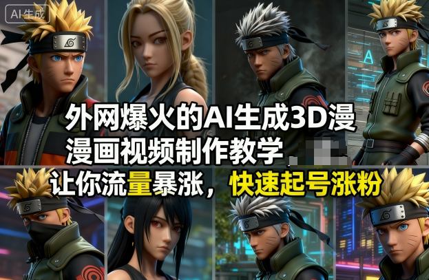 外网爆火的AI生成3D漫画视频制作教学，让你流量暴涨，快速起号涨粉！瀚萌资源网-网赚网-网赚项目网-虚拟资源网-国学资源网-易学资源网-本站有全网最新网赚项目-易学课程资源-中医课程资源的在线下载网站！瀚萌资源网