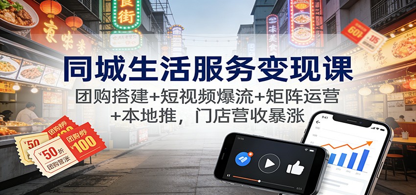 同城生活服务变现课：团购搭建+短视频爆流+矩阵运营+本地推，门店营收暴涨瀚萌资源网-网赚网-网赚项目网-虚拟资源网-国学资源网-易学资源网-本站有全网最新网赚项目-易学课程资源-中医课程资源的在线下载网站！瀚萌资源网