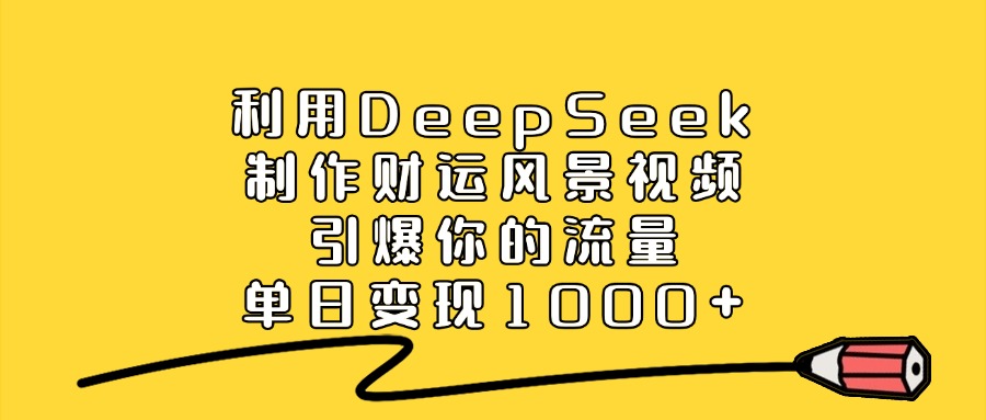 利用DeepSeek制作财运风景视频，做出爆款视频，单日变现1000+瀚萌资源网-网赚网-网赚项目网-虚拟资源网-国学资源网-易学资源网-本站有全网最新网赚项目-易学课程资源-中医课程资源的在线下载网站！瀚萌资源网