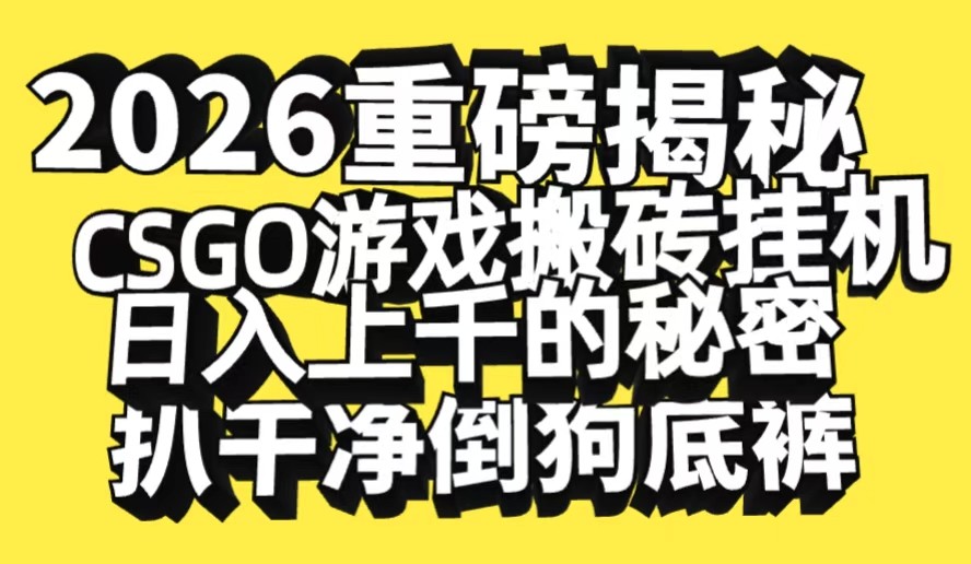 2026开年重磅解密，CSGO游戏搬砖挂机日入上千的秘密，把倒狗的底裤扒干瀚萌资源网-网赚网-网赚项目网-虚拟资源网-国学资源网-易学资源网-本站有全网最新网赚项目-易学课程资源-中医课程资源的在线下载网站！瀚萌资源网