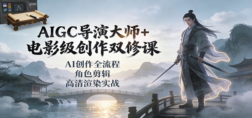 AIGC导演大师+电影级创作双修课：AI创作全流程、角色剪辑、高清渲染实战瀚萌资源网-网赚网-网赚项目网-虚拟资源网-国学资源网-易学资源网-本站有全网最新网赚项目-易学课程资源-中医课程资源的在线下载网站！瀚萌资源网
