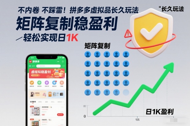 不内卷不踩雷！拼多多虚拟品长久玩法，矩阵复制稳盈利，轻松实现日1K【揭秘】瀚萌资源网-网赚网-网赚项目网-虚拟资源网-国学资源网-易学资源网-本站有全网最新网赚项目-易学课程资源-中医课程资源的在线下载网站！瀚萌资源网