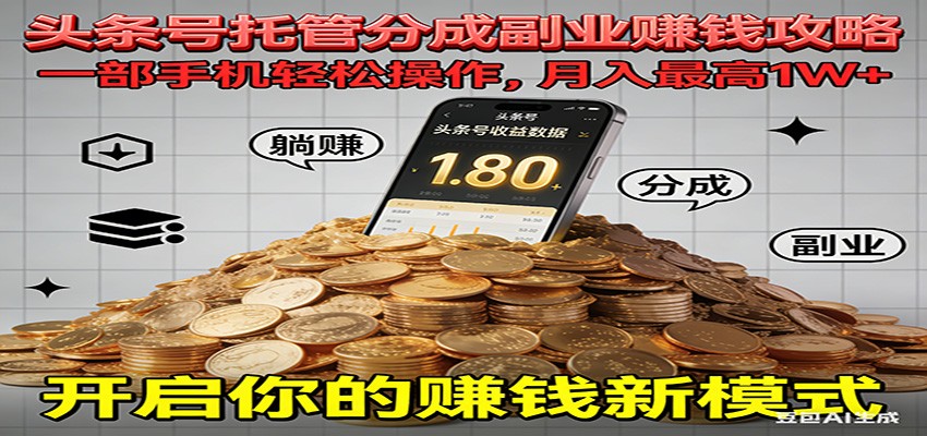 全程托管今日头条,一部手机就可以开干,最高躺赚1W+瀚萌资源网-网赚网-网赚项目网-虚拟资源网-国学资源网-易学资源网-本站有全网最新网赚项目-易学课程资源-中医课程资源的在线下载网站!瀚萌资源网