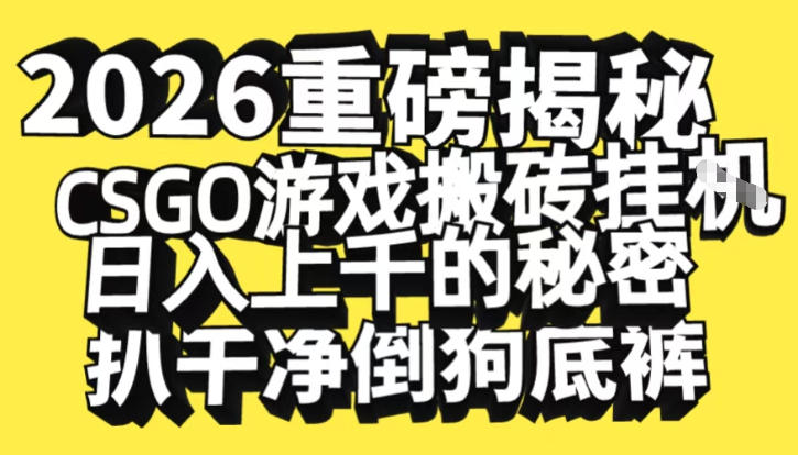2026开年重磅解密，CSGO游戏搬砖挂G日入1k+的秘密，把倒狗的底裤扒干【揭秘】瀚萌资源网-网赚网-网赚项目网-虚拟资源网-国学资源网-易学资源网-本站有全网最新网赚项目-易学课程资源-中医课程资源的在线下载网站！瀚萌资源网
