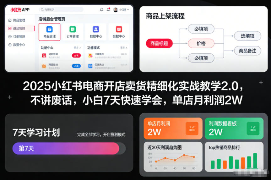 2025小红书电商开店卖货精细化实战教学2.0，不讲废话，小白7天快速学会，单店月利润2W瀚萌资源网-网赚网-网赚项目网-虚拟资源网-国学资源网-易学资源网-本站有全网最新网赚项目-易学课程资源-中医课程资源的在线下载网站！瀚萌资源网