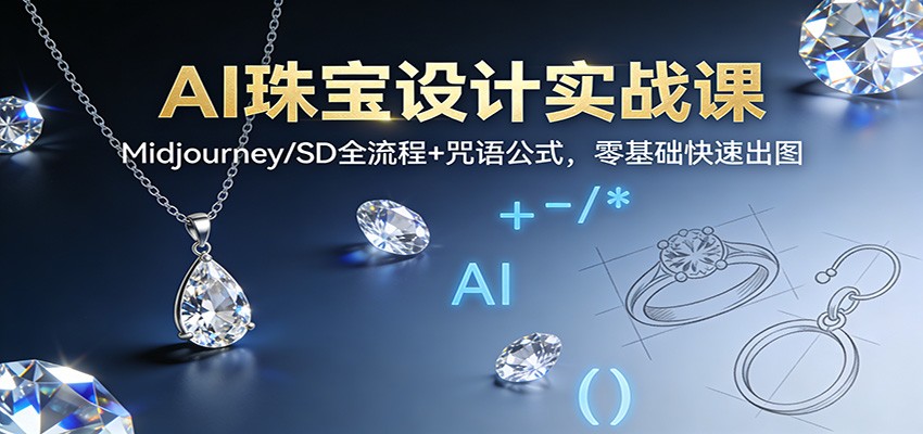 AI珠宝设计实战课：Midjourney/SD全流程+咒语公式，零基础快速出图瀚萌资源网-网赚网-网赚项目网-虚拟资源网-国学资源网-易学资源网-本站有全网最新网赚项目-易学课程资源-中医课程资源的在线下载网站！瀚萌资源网