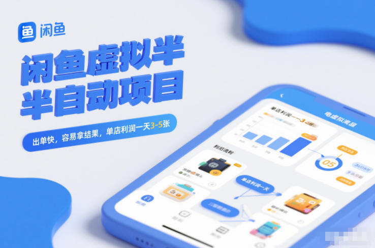 闲鱼虚拟半自动项目，出单快，容易拿结果，单店利润一天3-5张瀚萌资源网-网赚网-网赚项目网-虚拟资源网-国学资源网-易学资源网-本站有全网最新网赚项目-易学课程资源-中医课程资源的在线下载网站！瀚萌资源网