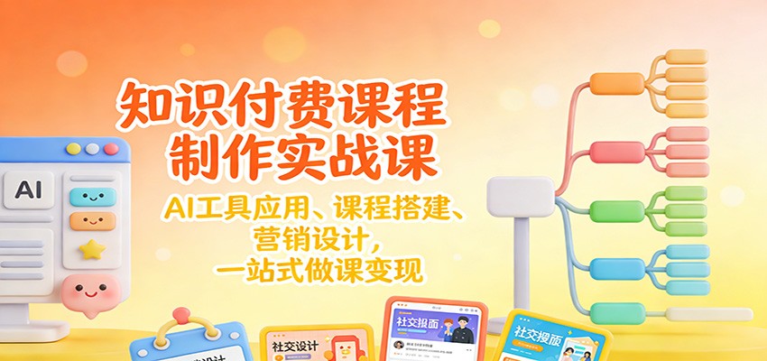 知识付费课程制作实战课：AI工具应用 、课程搭建、营销设计，一站式做课变现瀚萌资源网-网赚网-网赚项目网-虚拟资源网-国学资源网-易学资源网-本站有全网最新网赚项目-易学课程资源-中医课程资源的在线下载网站！瀚萌资源网