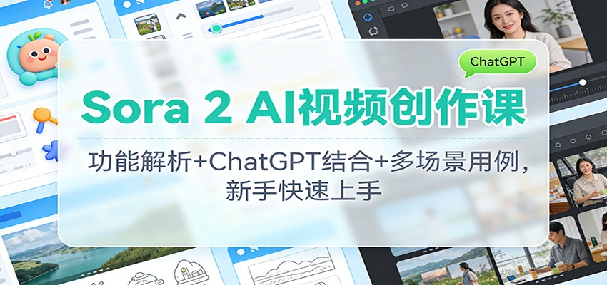 Sora 2 AI视频创作课：功能解析+ChatGPT结合+多场景用例，新手快速上手瀚萌资源网-网赚网-网赚项目网-虚拟资源网-国学资源网-易学资源网-本站有全网最新网赚项目-易学课程资源-中医课程资源的在线下载网站！瀚萌资源网