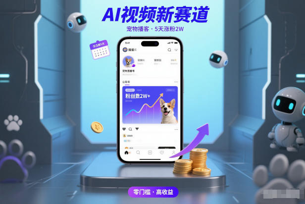 AI视频新赛道，宠物播客仅注册5天涨粉2W，收益非常可观瀚萌资源网-网赚网-网赚项目网-虚拟资源网-国学资源网-易学资源网-本站有全网最新网赚项目-易学课程资源-中医课程资源的在线下载网站！瀚萌资源网