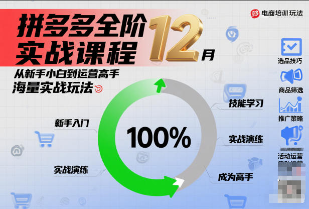 拼多多全阶实战课程12月，从新手小白到运营高手，海量实战玩法瀚萌资源网-网赚网-网赚项目网-虚拟资源网-国学资源网-易学资源网-本站有全网最新网赚项目-易学课程资源-中医课程资源的在线下载网站！瀚萌资源网