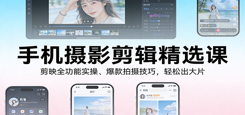 手机摄影剪辑精选课：剪映全功能实操、爆款拍摄技巧，轻松出大片瀚萌资源网-网赚网-网赚项目网-虚拟资源网-国学资源网-易学资源网-本站有全网最新网赚项目-易学课程资源-中医课程资源的在线下载网站！瀚萌资源网
