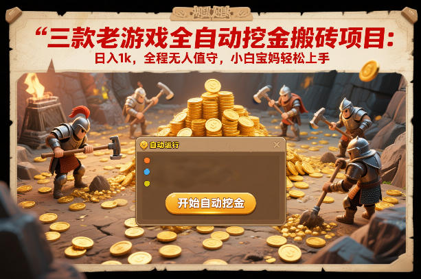 三款老游戏全自动挖金搬砖项目：日入1k，全程无人值守，小白宝妈轻松上手【揭秘】瀚萌资源网-网赚网-网赚项目网-虚拟资源网-国学资源网-易学资源网-本站有全网最新网赚项目-易学课程资源-中医课程资源的在线下载网站！瀚萌资源网