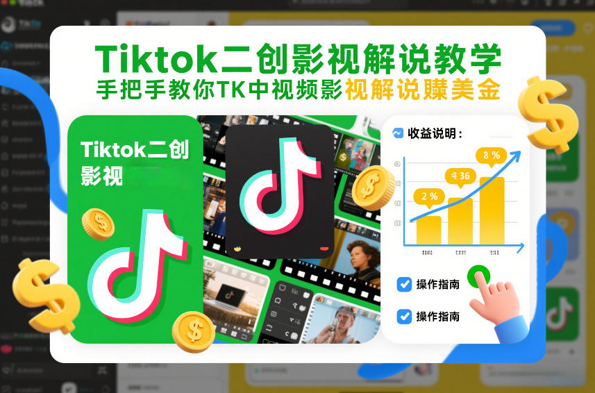 Tiktok二创影视解说教学，手把手教你TK中视频影视解说賺美金（更新26年1月）瀚萌资源网-网赚网-网赚项目网-虚拟资源网-国学资源网-易学资源网-本站有全网最新网赚项目-易学课程资源-中医课程资源的在线下载网站！瀚萌资源网