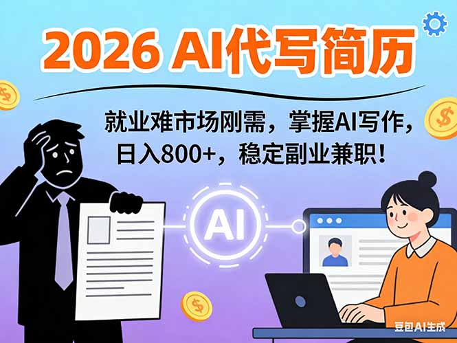 （17119期）AI代写简历，超暴利，用万能模板月入1-3万实战教程，2026年市场刚需！瀚萌资源网-网赚网-网赚项目网-虚拟资源网-国学资源网-易学资源网-本站有全网最新网赚项目-易学课程资源-中医课程资源的在线下载网站！瀚萌资源网