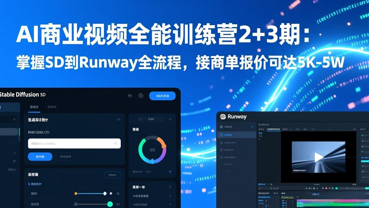 （17235期）AI商业视频全能训练营2+3期：掌握SD到Runway全流程，接商单报价可达5K-5W瀚萌资源网-网赚网-网赚项目网-虚拟资源网-国学资源网-易学资源网-本站有全网最新网赚项目-易学课程资源-中医课程资源的在线下载网站！瀚萌资源网