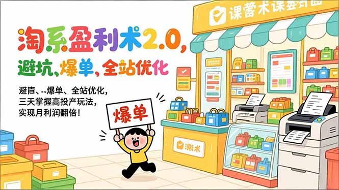 （17127期）淘系盈利术2.0，避坑、爆单、全站优化，三天掌握高投产玩法，实现月利润翻倍！瀚萌资源网-网赚网-网赚项目网-虚拟资源网-国学资源网-易学资源网-本站有全网最新网赚项目-易学课程资源-中医课程资源的在线下载网站！瀚萌资源网