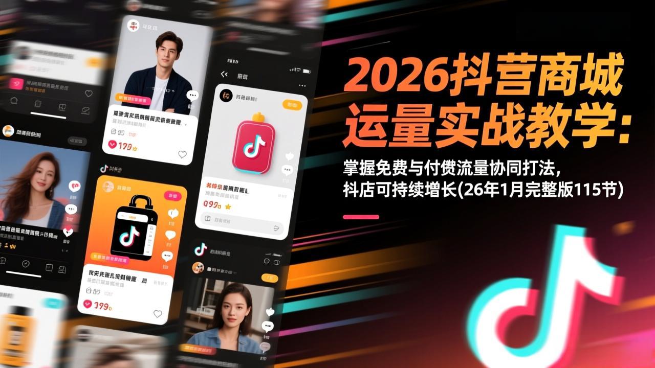 （17165期）2026抖音商城运营实战教学：掌握免费与付费流量协同打法，抖店可持续增长(26年1月完整版115节)瀚萌资源网-网赚网-网赚项目网-虚拟资源网-国学资源网-易学资源网-本站有全网最新网赚项目-易学课程资源-中医课程资源的在线下载网站！瀚萌资源网