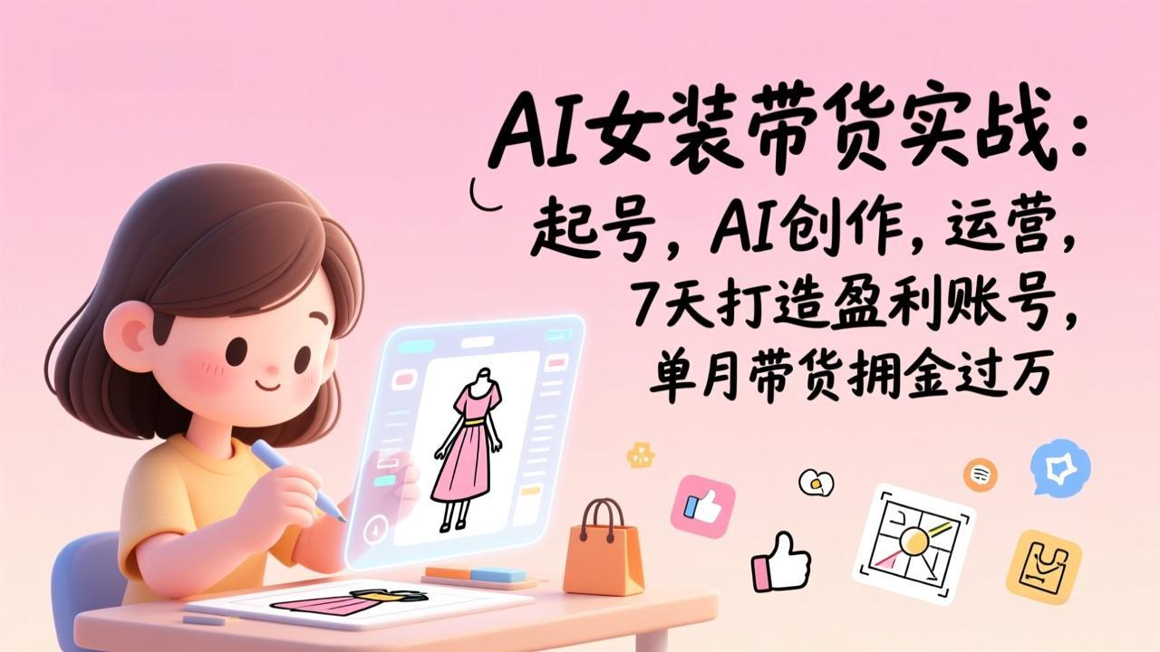 （17088期）AI女装带货实战：起号，AI创作，运营，7天打造盈利账号，单月带货佣金过万瀚萌资源网-网赚网-网赚项目网-虚拟资源网-国学资源网-易学资源网-本站有全网最新网赚项目-易学课程资源-中医课程资源的在线下载网站！瀚萌资源网