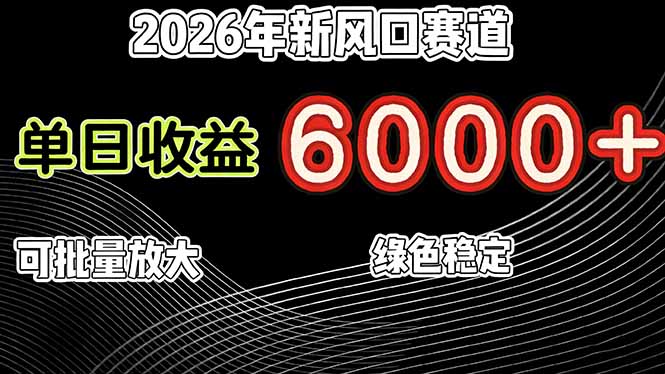 （17135期）2026年新风口赛道，当日6000+以上，可批量放大，月收入20万+，长期绿色稳定的项目瀚萌资源网-网赚网-网赚项目网-虚拟资源网-国学资源网-易学资源网-本站有全网最新网赚项目-易学课程资源-中医课程资源的在线下载网站！瀚萌资源网