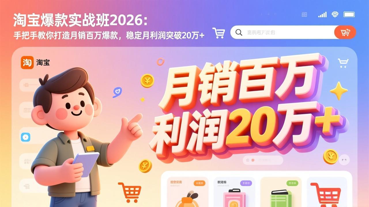 （17209期）淘宝爆款实战班2026：手把手教你打造月销百万爆款，稳定月利润突破20万+瀚萌资源网-网赚网-网赚项目网-虚拟资源网-国学资源网-易学资源网-本站有全网最新网赚项目-易学课程资源-中医课程资源的在线下载网站！瀚萌资源网