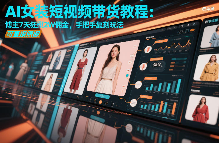 AI女装短视频带货教程：博主7天狂賺2W佣金，手把手复刻玩法，可直接照搬瀚萌资源网-网赚网-网赚项目网-虚拟资源网-国学资源网-易学资源网-本站有全网最新网赚项目-易学课程资源-中医课程资源的在线下载网站！瀚萌资源网
