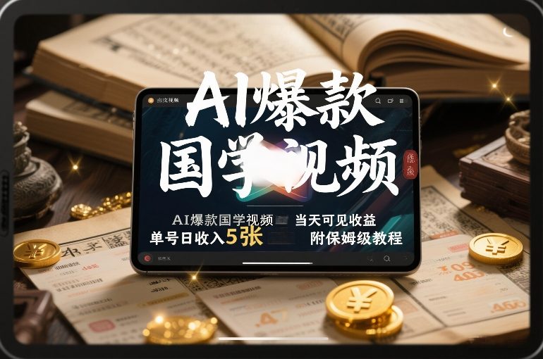 AI爆款国学视频，独家起号方法，小白直接上手，当天可见收益，单号日收入5张+附保姆级教程瀚萌资源网-网赚网-网赚项目网-虚拟资源网-国学资源网-易学资源网-本站有全网最新网赚项目-易学课程资源-中医课程资源的在线下载网站！瀚萌资源网