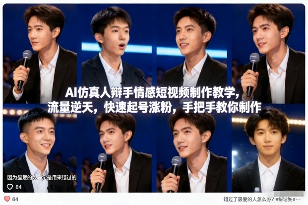 AI仿真人辩手情感短视频制作教学，流量逆天，快速起号涨粉，手把手教你制作瀚萌资源网-网赚网-网赚项目网-虚拟资源网-国学资源网-易学资源网-本站有全网最新网赚项目-易学课程资源-中医课程资源的在线下载网站！瀚萌资源网