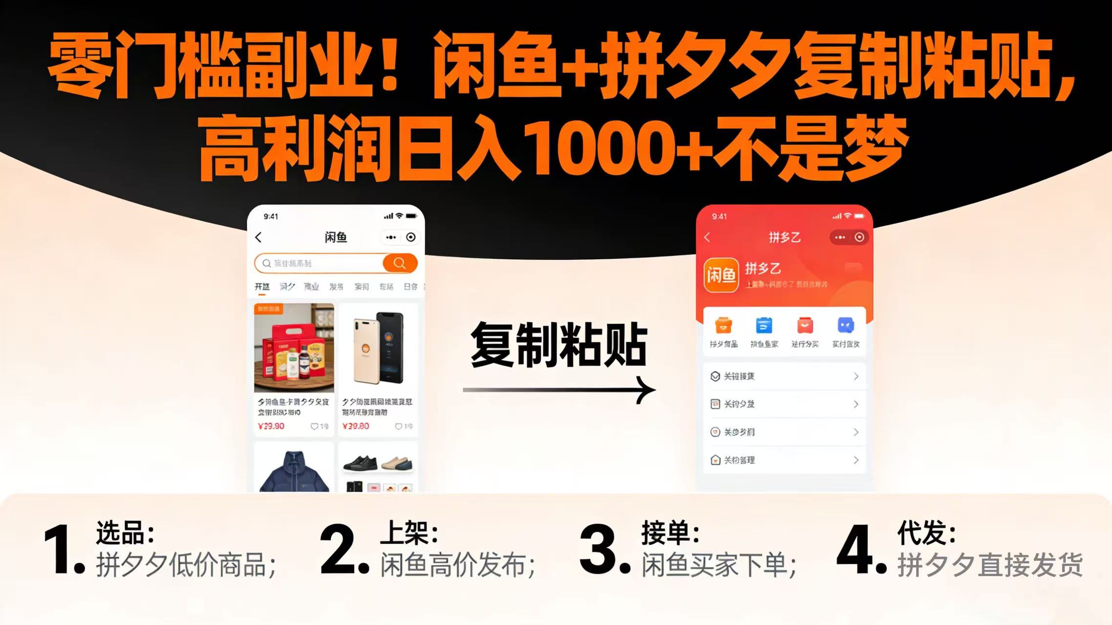 零门槛副业！闲鱼 + 拼夕夕复制粘贴，高利润日入 1000 + 不是梦瀚萌资源网-网赚网-网赚项目网-虚拟资源网-国学资源网-易学资源网-本站有全网最新网赚项目-易学课程资源-中医课程资源的在线下载网站！瀚萌资源网