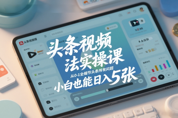 头条视频玩法实操课，从0-1全细节头条所有问题，小白也能日入5张瀚萌资源网-网赚网-网赚项目网-虚拟资源网-国学资源网-易学资源网-本站有全网最新网赚项目-易学课程资源-中医课程资源的在线下载网站！瀚萌资源网