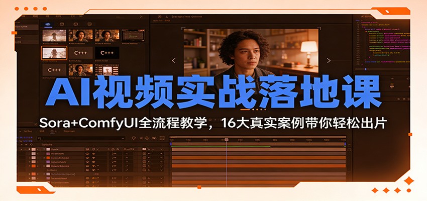 AI视频实战落地课：Sora+ComfyUI全流程教学，16大真实案例带你轻松出片瀚萌资源网-网赚网-网赚项目网-虚拟资源网-国学资源网-易学资源网-本站有全网最新网赚项目-易学课程资源-中医课程资源的在线下载网站！瀚萌资源网