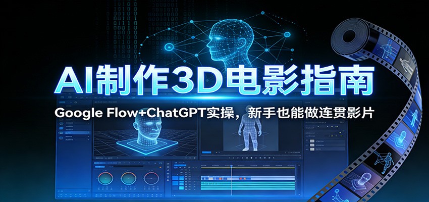 AI制作3D电影指南：Google Flow+ChatGPT实操，新手也能做连贯影片瀚萌资源网-网赚网-网赚项目网-虚拟资源网-国学资源网-易学资源网-本站有全网最新网赚项目-易学课程资源-中医课程资源的在线下载网站！瀚萌资源网