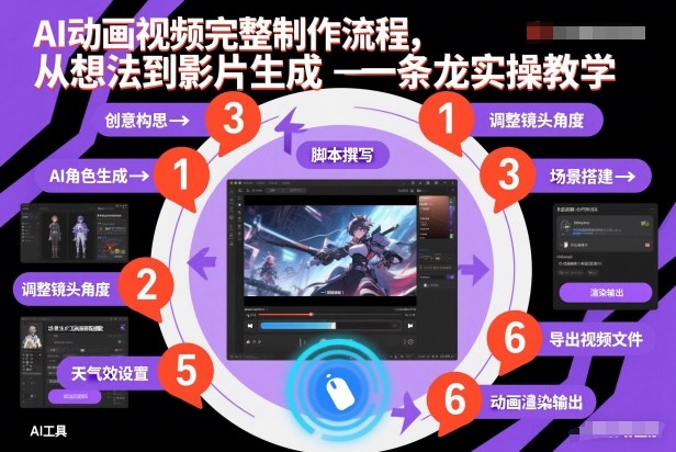 AI动画视频完整制作流程，从想法到影片生成一条龙实操教学瀚萌资源网-网赚网-网赚项目网-虚拟资源网-国学资源网-易学资源网-本站有全网最新网赚项目-易学课程资源-中医课程资源的在线下载网站！瀚萌资源网