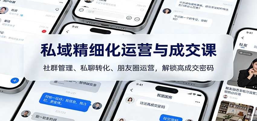 私域精细化运营与成交课：社群管理、私聊转化、朋友圈运营，解锁高成交密码瀚萌资源网-网赚网-网赚项目网-虚拟资源网-国学资源网-易学资源网-本站有全网最新网赚项目-易学课程资源-中医课程资源的在线下载网站！瀚萌资源网