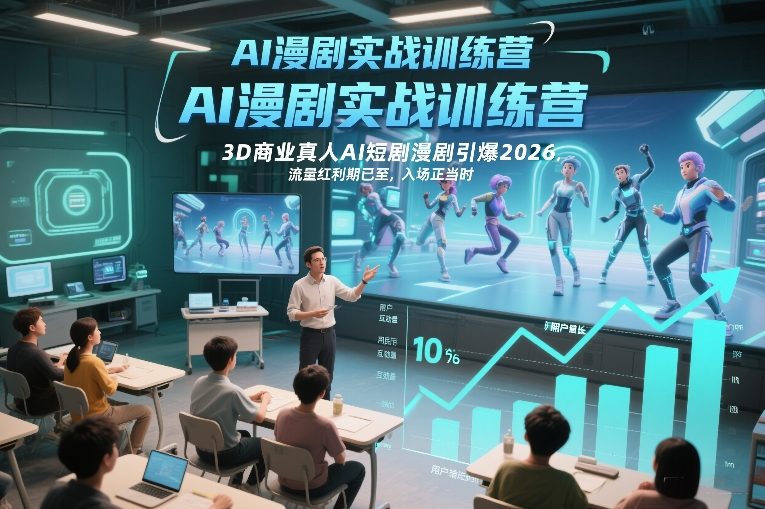 AI漫剧实战训练营，3D商业真人AI短剧漫剧引爆2026，流量红利期已至，入场正当时瀚萌资源网-网赚网-网赚项目网-虚拟资源网-国学资源网-易学资源网-本站有全网最新网赚项目-易学课程资源-中医课程资源的在线下载网站！瀚萌资源网